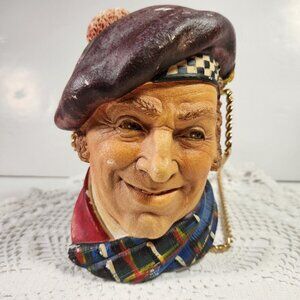 Vintage Chalkware Jock Scottish Man 1980's Legend Wall Hanging Made in England